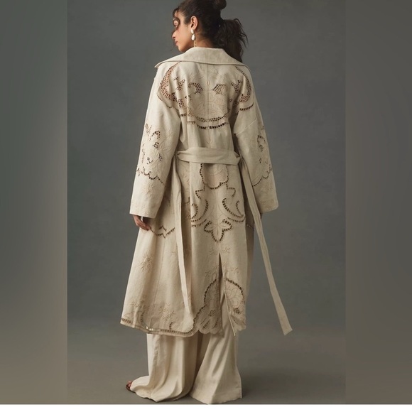 NWT Elegant Embroidered Trench Coat / Dress Anthropologie: Avec Les Fille - Picture 2 of 11